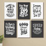 Set of 6 motivational quote cardboard phototiles wall decor