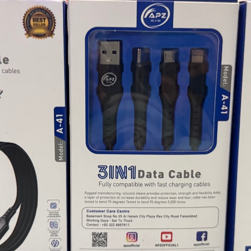 Products 800x800 - 3 3-in-1 fast charging cable with Type-C, Micro USB, and Lightning connectors
