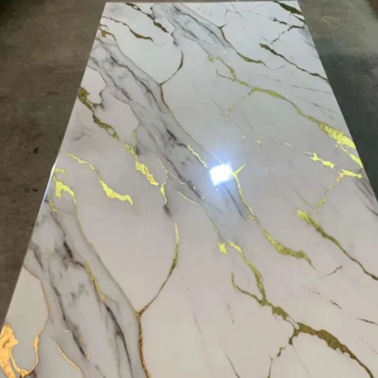 Waterproof marble sheet sticker on a kitchen countertop