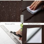 Peel and stick self-adhesive wooden sheet on furniture surface
