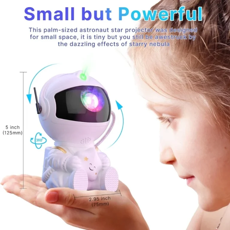 Mini Astronaut Galaxy Projector showing star and nebula projection