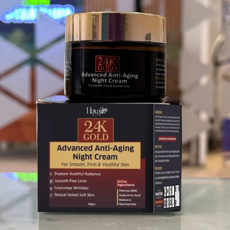 Haya 24K Gold Advanced Anti-Aging Night Cream jar with gold accents