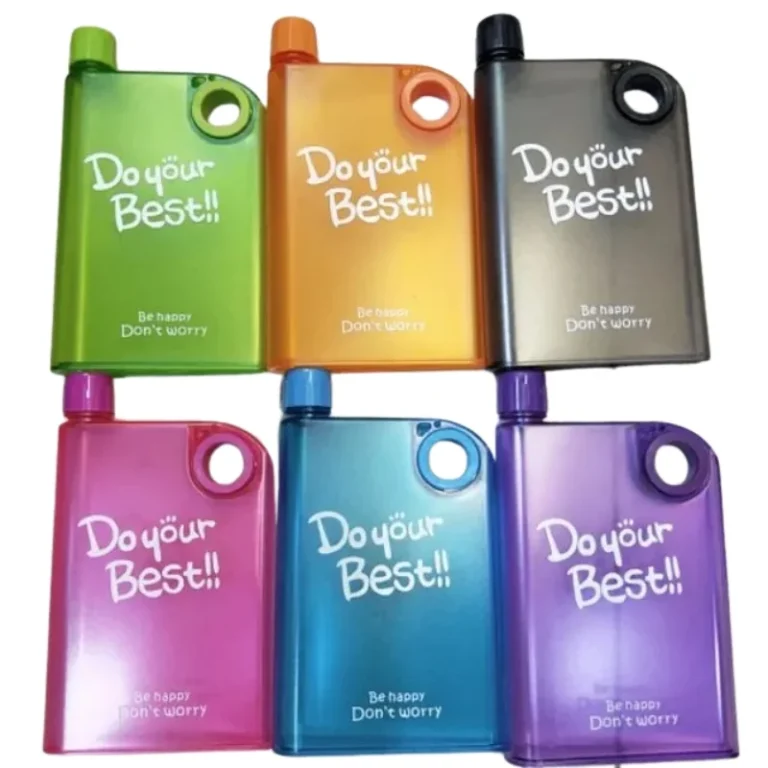 green ultra slim notebook style water bottle front view