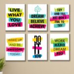 6 PC Motivational Quote Wall Decor Cardboard Phototiles Elegant Durable Stylish Inspiring And Decorative Art