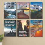Set of 6 wooden phototile frames with sticky tape for wall decor