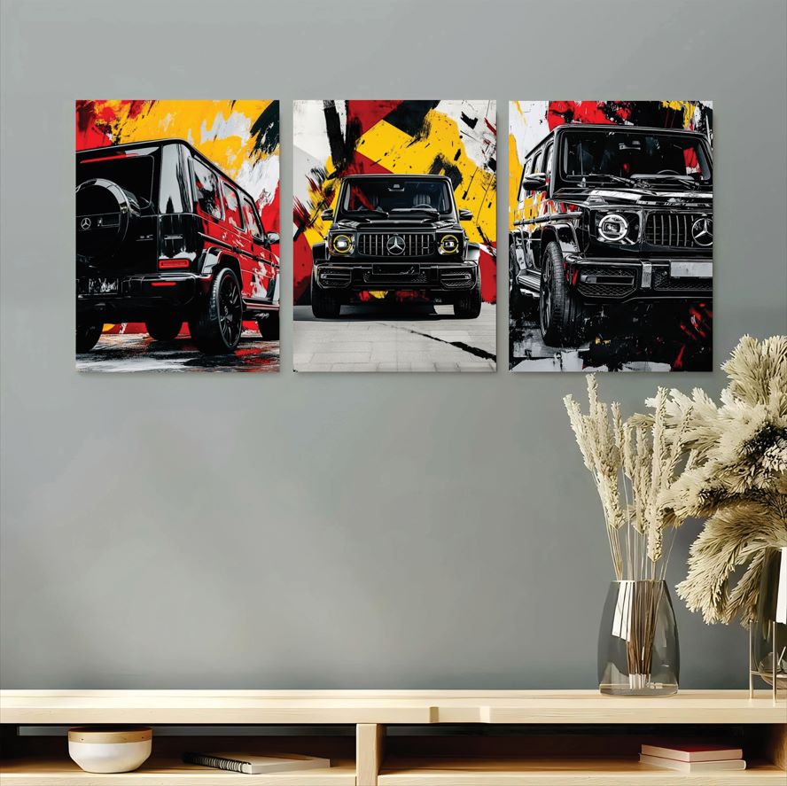 3c96beeb56ce369225b36d98e79d1aa2.jpg Set of 3 modern wall art photo tiles 8x11 inches on white wall