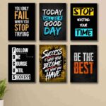 6 PC Wall Decor Cardboard Phototiles With Double Sided Back Sticking And Positive Quotes