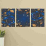 Set of 3 wooden phototile frames with spiritual design on wall