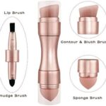 Max Factor x 4 in 1 makeup brush  Set Portable Mini Travel Makeup Brushes Makeup Brush Mini 4 in 1 Kit for Travel Cosmetic Applicator Foundation Sponges Brushes Concealer Professional Make Up Tools (random color)