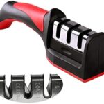 3-in-1 Knife Sharpener With Fruit And Meat Knife Peeler.3-Stage Diamond Coated Knife Sharpener,Kitchen Helper Three-piece Knife Sharpener Set With a Knife Ceramic peeler