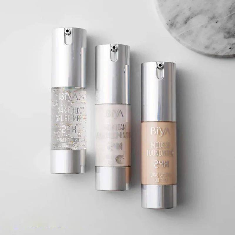 432057569_2126646381020612_8701562936894915326_n.jpg 3in1 BIYA 24k Gold Gel Primer Foundation Highlighter Set | Best Quality Foundation Highlighter - Image 1