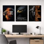 Premium 3-frame motivational wooden wall art set ready to mount