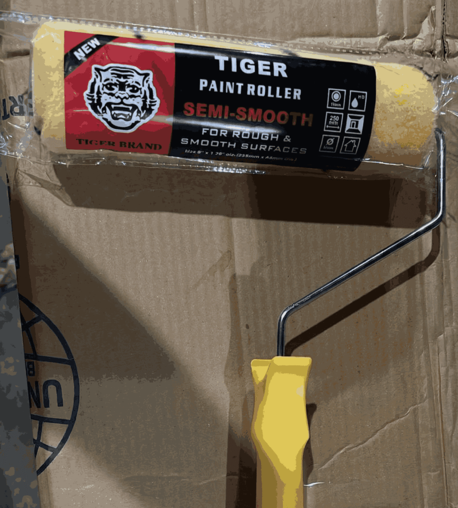 Tiger 9-inch semi-smooth paint roller with bright yellow handle