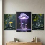 3 Pcs Wooden Sticky Wall Frames Set – 2 Frames 8x11 Inch & 1 Frame 8x14 Inch Decorative Wall Art with Adhesive Tape