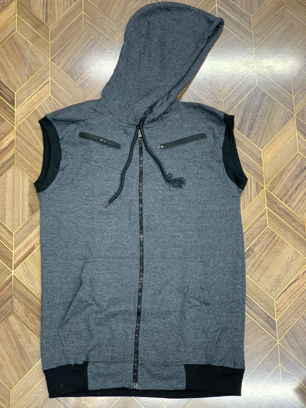 4586db8b449221ba277961853dd51279.jpeg Men's black cotton flex jersey half sleeve Henley t-shirt front view
