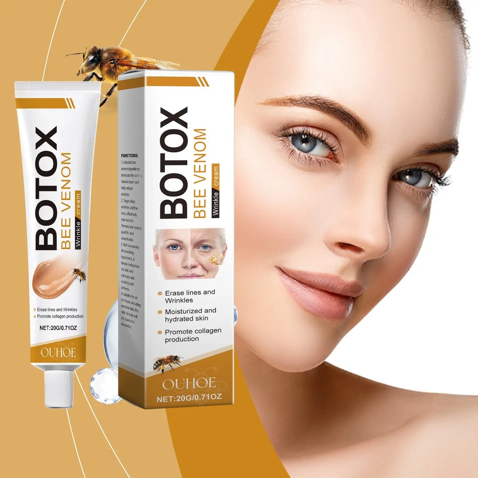 4773e4260d0d9a01355669e24b4644cf.jpg Botox Bee Venom Whitening & Moisturizing Cream – Anti-Aging, Brightening & Skin Firming Facial Care (20g) - Image 1