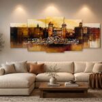 5-Piece Islamic Calligraphy Wall Art – Arabic Prayer Wooden Sticky Tiles (40x16 Inch Ready Size)
