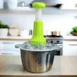 2L manual food chopper with stainless steel blades and transparent lid