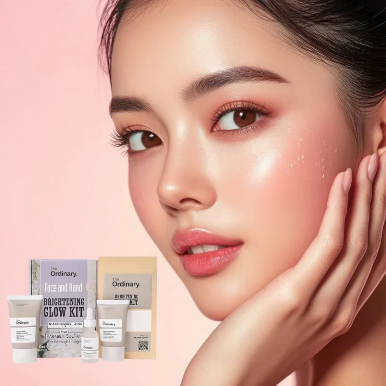 The Ordinary Brightening Glow Kit cleanser and scrub bottles