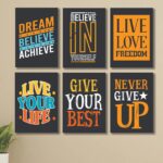 6 PC Wall Decor Cardboard Phototiles With Double Tape For Back Sticking Believe In Yourself