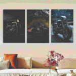 Set of three sticky canvas bike frames for wall decor