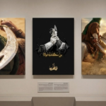 Islamic Warrior & Calligraphy Wooden Wall Art | 3-Pc Zulfiqar & Horseman Spiritual Decor Set | 8x11 Inch