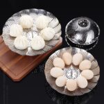 Stainless steel folding vegetable steamer basket fully expanded