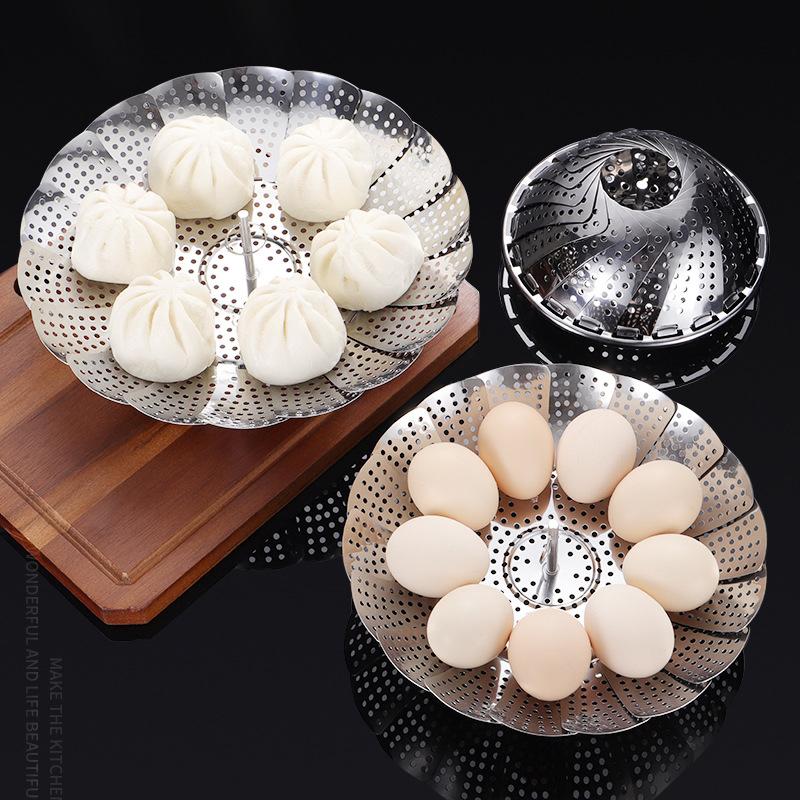 50910ef70a5b6207b99611b85b1b293e01e744bf_original.jpeg Stainless Steel Folding Vegetable Steamer Basket Stainless Steel Detachable Steaming Rack Steamer Tray for Kitchen Cookware - Image 1