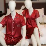 Couple Night Suit / Sleepwear Set – Stylish Nightdress & Pajama Shorts | SKU DC-C003 (3 Pcs)