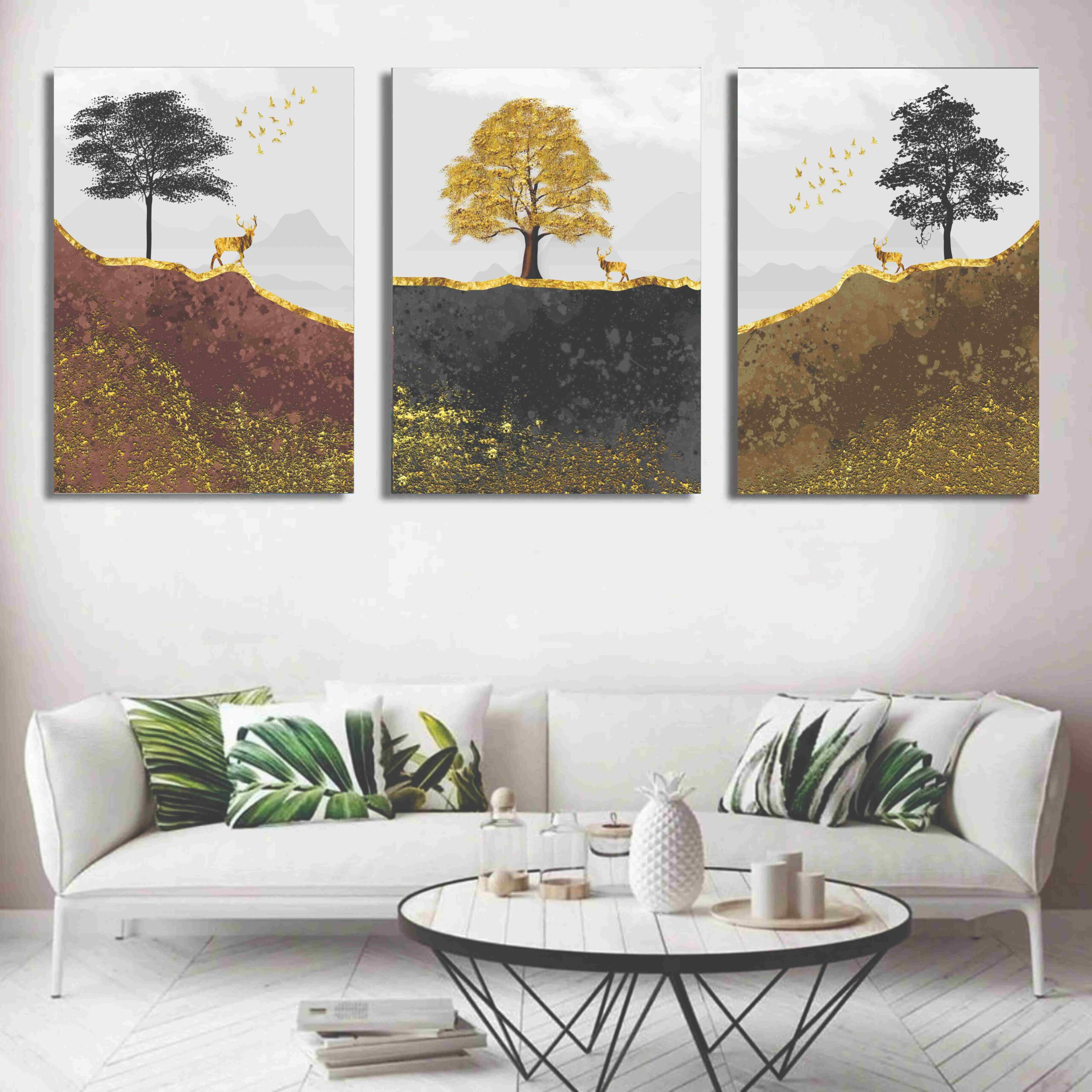 5358f6fbca3a87be04c58f7af38416d7.jpeg Set of three wooden phototile frames with spiritual designs for wall decor