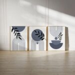 Set of 3 Abstract Botanical Wall Art Frames – 8x11" MDF Wood with Adhesive Backing