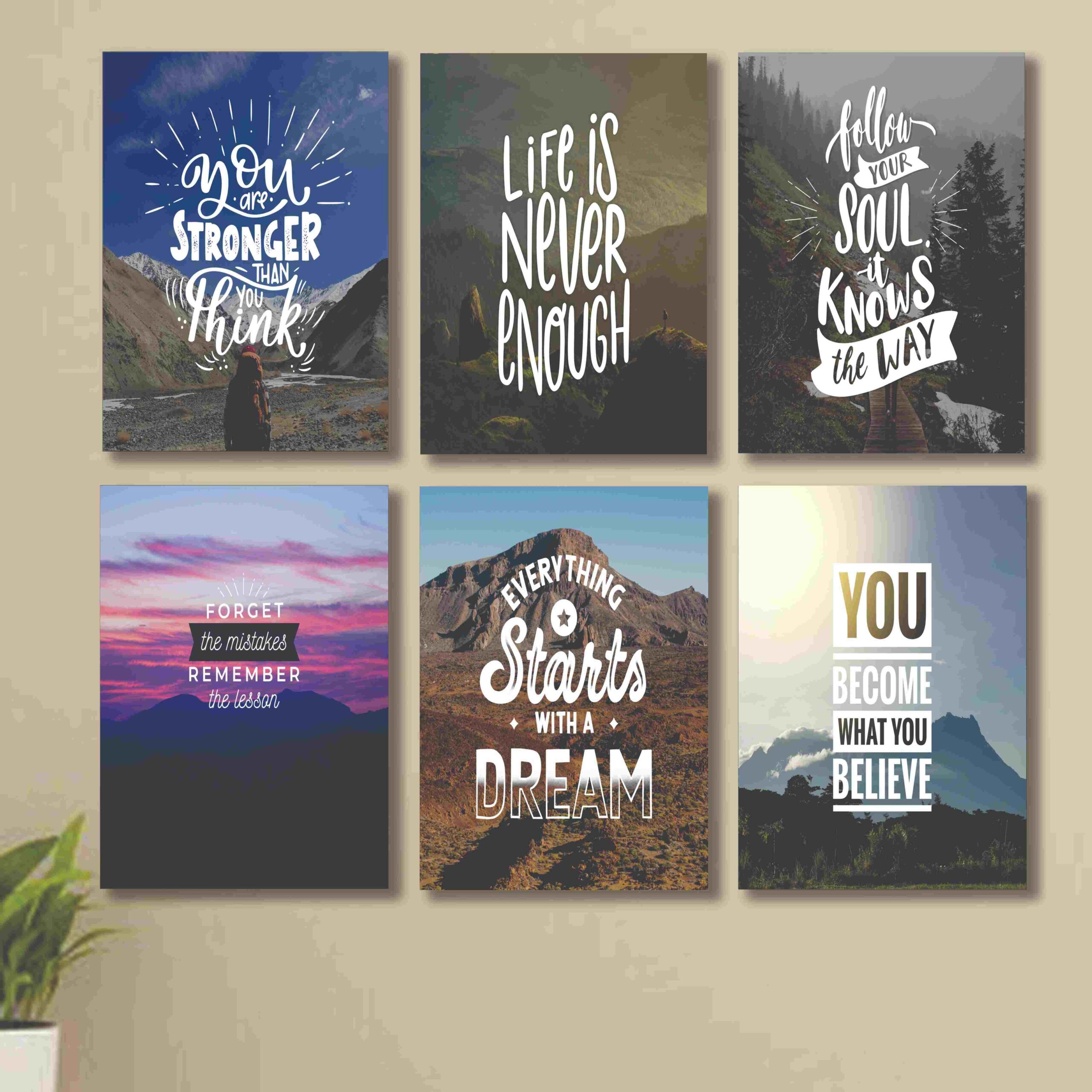 5859ebb8d79b25609a6e0343bf92722b.jpg Set of 6 motivational sticky canvas frames with Islamic calligraphy designs