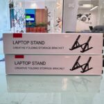 Premium aluminum foldable laptop stand angled view