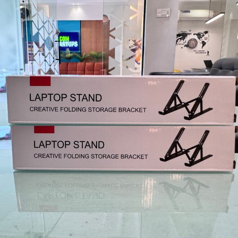 Premium aluminum foldable laptop stand angled view