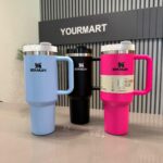 Stanley 40oz pink stainless steel tumbler front view