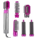 High Quality 5 In 1 Hair Styler Brush Hair Straightener Curler Blow Dryer Volumizer Negative Ionic Electric Air Wrap With Detachable Brush Heads