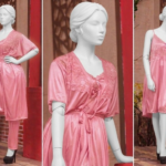 3 Pcs Luxury Silk Nightwear Set with Lace Trim – Satin Sleepwear for Women Free Size