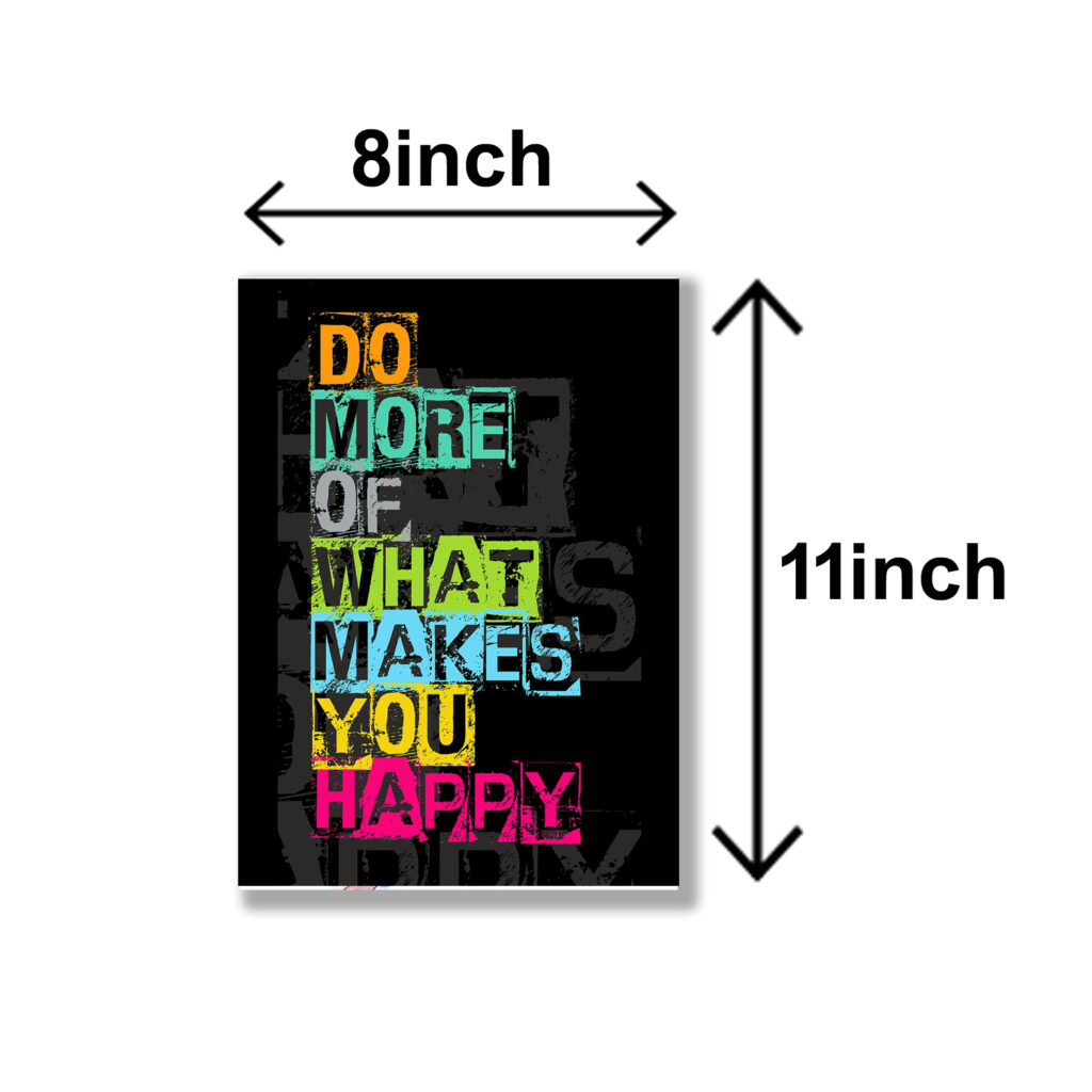 Set of four motivational sticky canvas frames on wall