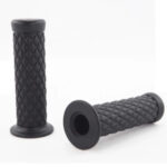 Cafe Racer Diamond Style Rubber Handlebar Grips with Bar Ends – Black (Pair)