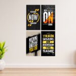 Set of 4 motivational wooden canvas wall frames with sticky tape backing