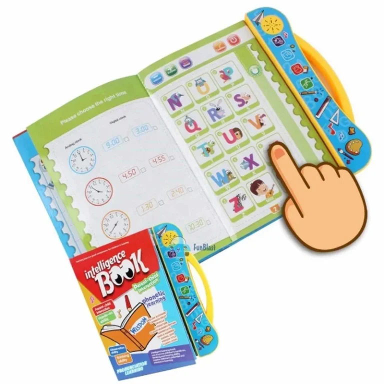 Interactive intelligence learning book showing letters and numbers