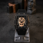 Luxury Non-Waterproof Skull Skeleton Concept Watch – Bold Tonneau Case with Sporty Silicone Strap (Without Box)