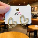 ZJE-164 Heart Shape Double Korean Earrings – Elegant Fashion Jewellery, Stylish Accessory for Women