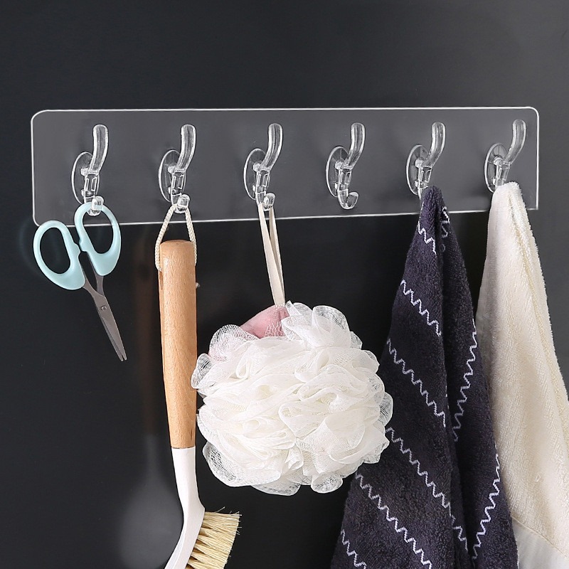 6c8a8b05288b568016ff78f2304c7016.jpg Seamless Heavy Duty Sticky Hooks | Double-Sided Adhesive | Transparent Waterproof Wall Hangers | Bathroom & Kitchen - Image 1