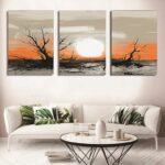 Set of three wooden phototile frames with spiritual designs for wall decor