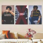 set of 3 sidu moosewala wooden canvas frames for wall decore / sticky phototiles frames