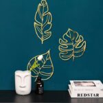 Maple leaf acrylic mirror wall decoration on white wall