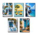 Italian vintage homes wooden photo tile frame set image 1