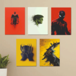 5 Frame Wall Art Set – Wooden Sticky Tiles with Self Adhesive Tape  Size 8x11 Inch