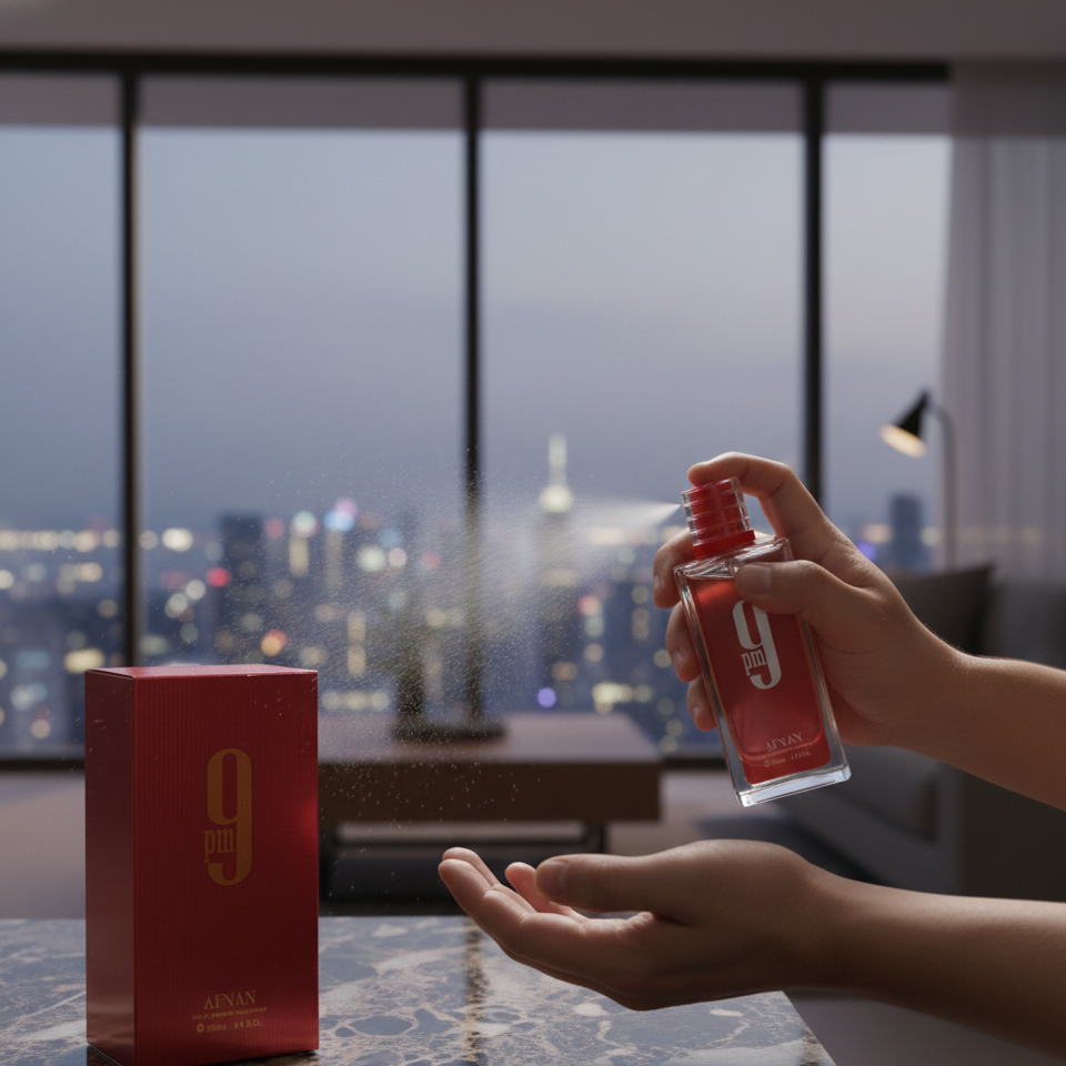 7131a3c0f90b6bf559b1a49fd29ced17.png Afnan 9PM Unisex Perfume 100ml red bottle front view